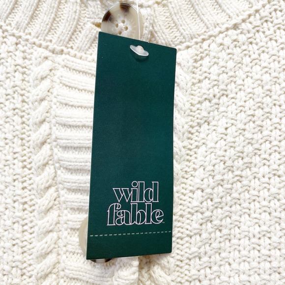 Wild Fable Women's Cream Cable Knit Button Front Cardigan Sweater Size M - Picture 3 of 5
